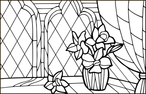 Daffodil Stained Glass Coloring Page